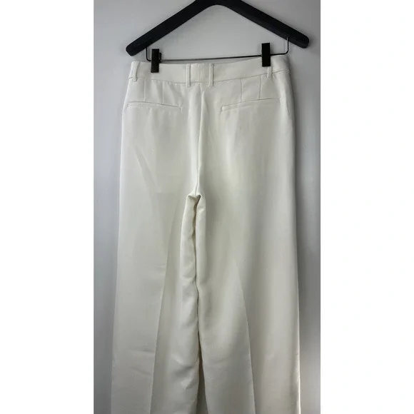 Banana Republic Relaxed Trouser Pleated Wide Leg Pockets Cream Women's Size 10 - Picture 11 of 14